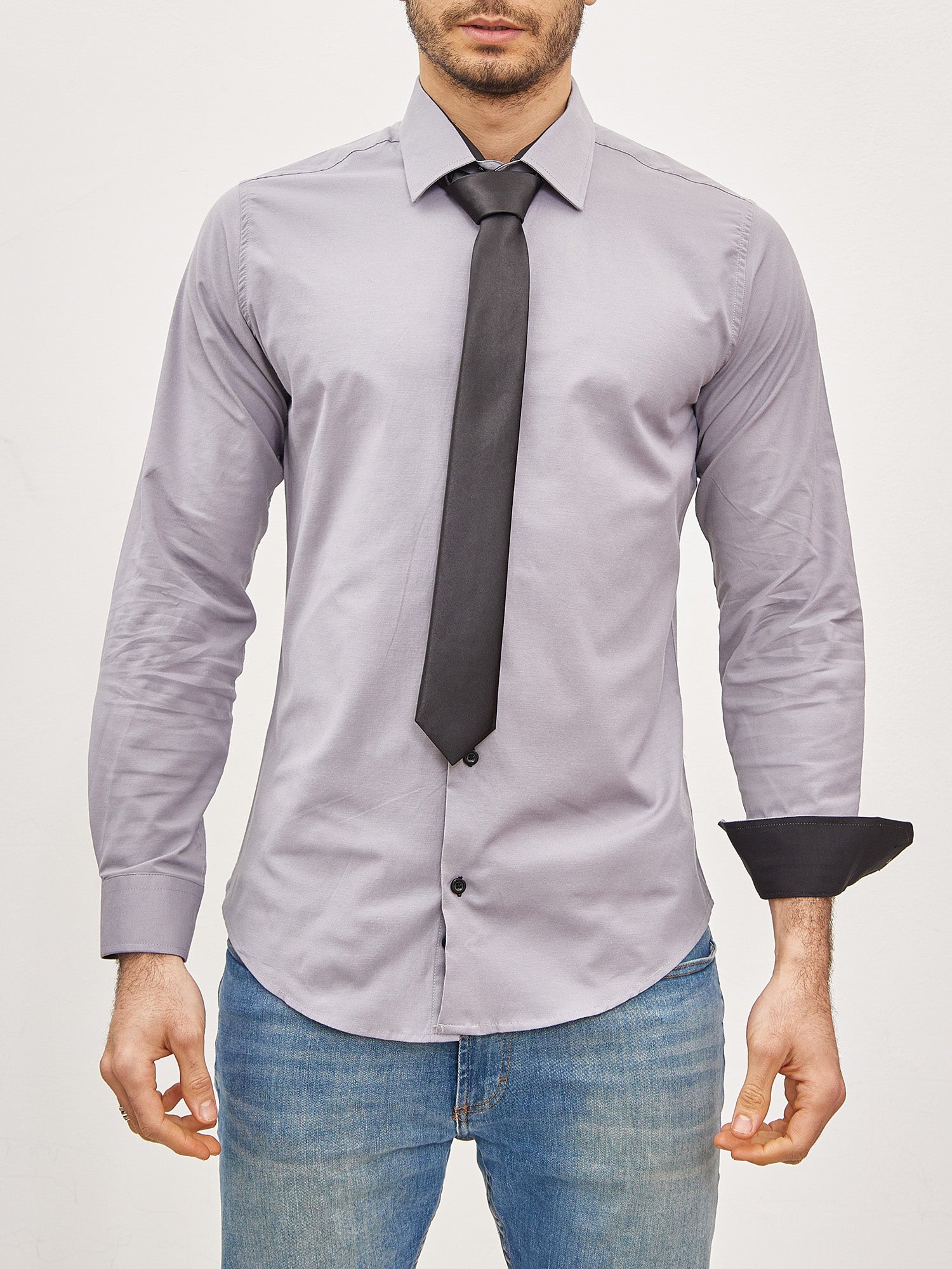 Chemise Cravate Grise Homme Chemise Cravate Homme Bicolore Manches